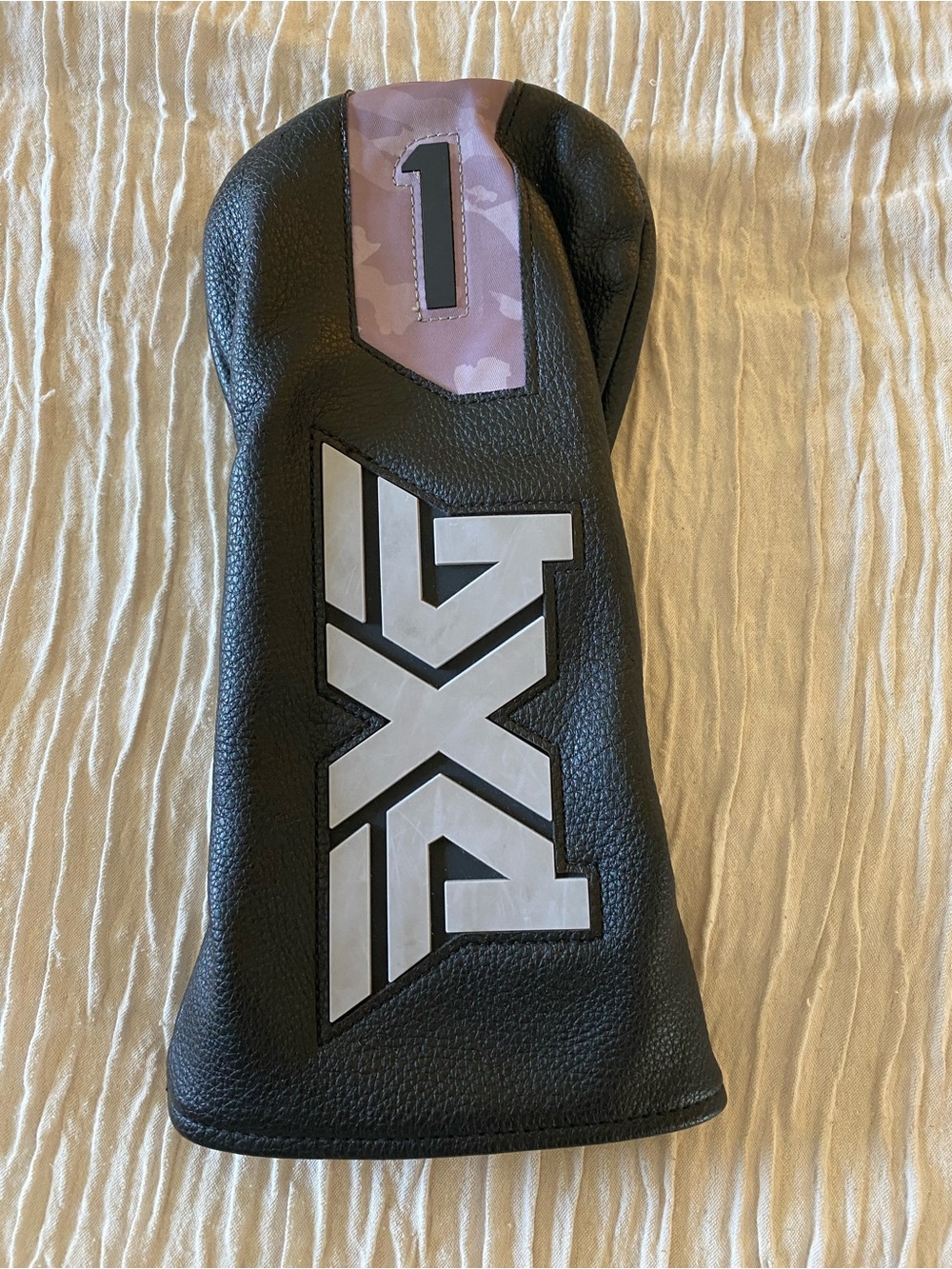 PXG Black Leather Driver Headcover with Purple Camo Accent